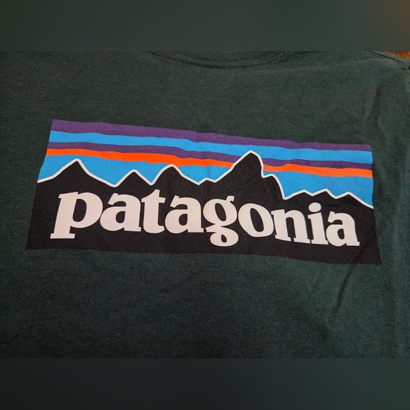 Patagonia Youth Long Sleeve Shirt with Logo in Dark Green - Picture 4 of 6